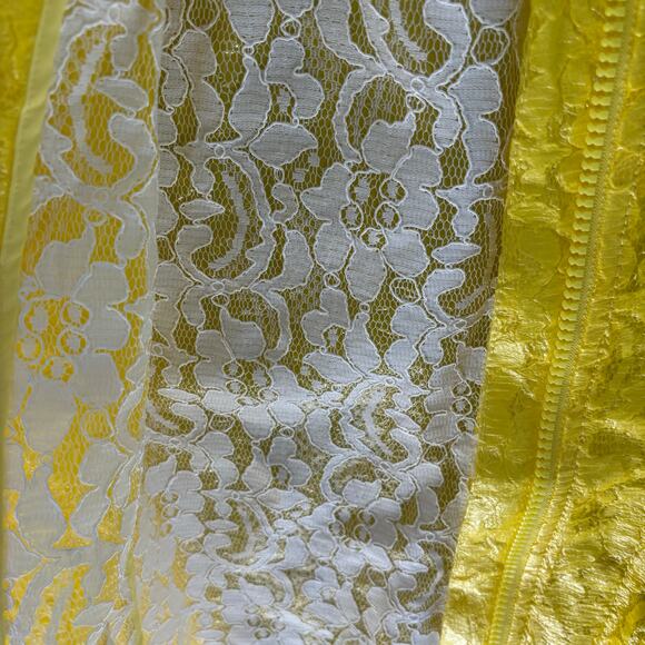 J. Crew Collection Lemon Yellow Coated Lace Jacket Preppy Size Medium - Picture 6 of 10